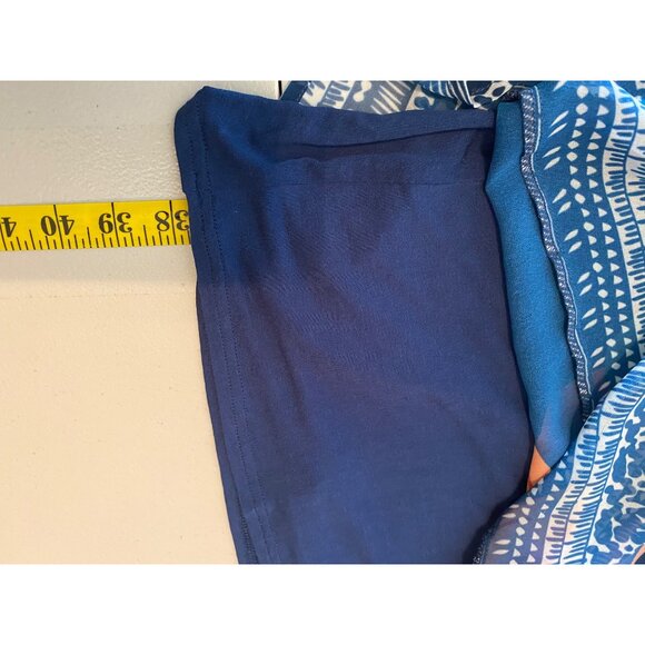 Soft Surroundings Blue Floral Print Dress Sheer Overlay 3/4 Sleeves Medium - Picture 8 of 13